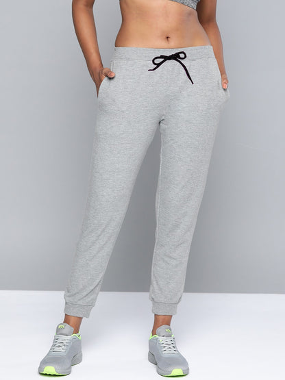 Women Cotton Blend Greymel Solid Joggers