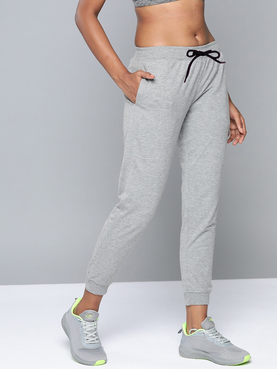 Women Cotton Blend Greymel Solid Joggers